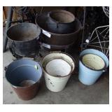 Lots of Iron & Enameled Kettles & Pails