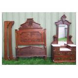 1880 Walnut Victorian Bedroom Suite with Marble Tops
