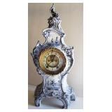 1890 Ansonia Blue Delft Cased Mantle Clock