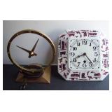 50s Jefferson TV Clock & 30s German Kitchen Clock