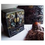 Nice Laquered Jewelry Cabinet & Root Carving