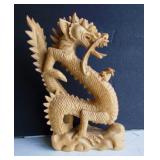 Detailed Carved Wood Dragon Figure