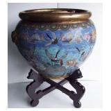 Detailed Cloisonne Fish Bowl on Stand
