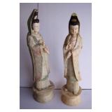 Tall Bone Carvings of Quan Yin Figures