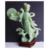 Jade Carving of Quan Yin with Moon Figure
