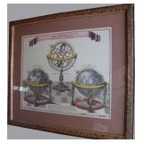18th C Tinted Etching o Geographic Spheres