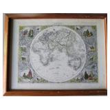 1851 Tinted Etching of Eastern Hemisphere by John Tallis