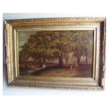 1880 Sm Unsigned OIl of Figures in a Park