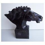 Solid Carved Marble Running Horse Head on Stand