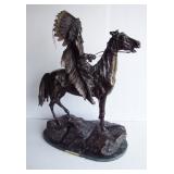 Lg Indian on Horseback Signed Carl Kauba