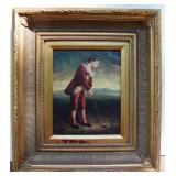 Antique Style Oils of Wood of Child Golfers