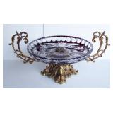 French Cobalt Cut to Clear Tazza