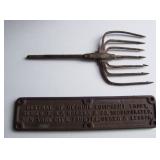 Early Forged Fish Spear & Bridge Builders Plate