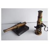1900 Mini Bronze Desk Cannon & Field Microscope