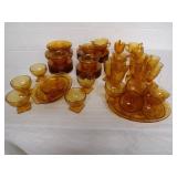Amber Indiana glass 65pcs