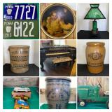 Jane Lew, WV: Live Antique Auction! Pre Civil War Piano, Stoneware, Advertising, Sporting Goods, Kn