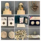 Shinnston, WV: Coin, Currency, Jewelry and Collectibles Auction: Silver Eagles, Morgan Dollars, M