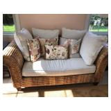High End Rattan Loveseat and Pillows