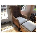 Oversized High End Rattan Chair and Ottoman