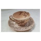 Antique Brown Teacup and Saucer