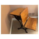 School Desk - Wood and Wrought Iron