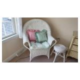 White Wicker Chair and Table
