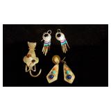 Sterling Silver Earrings and Brooch