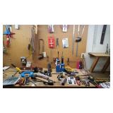 Assorted Tools with Sawhorses
