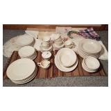 Table Linens and White China
