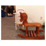 Vintage High Chair and Rocking Horse