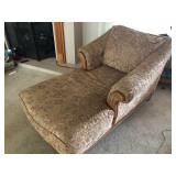Upholstered Chaise with Oak Trim