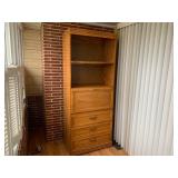 Oak Veneer and Wood Shelves/Desk Cabinet