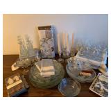 Assorted Glassware/Cruets/Candlesticks/Serving Platters