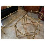 BRASS and GLASS Set of 3 TABLES