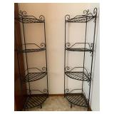Pair of Wrought Iron Corner Shelving Units
