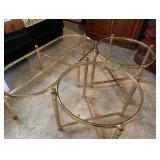 BRASS and GLASS Set of 3 TABLES