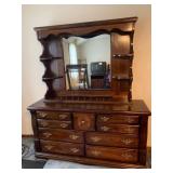 Wood Dresser and Mirror