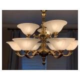 Brass/Alabaster Chandelier