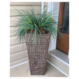 Brown Rattan Floor Planter