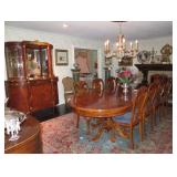 Hand Inlaid large dining table and 10 chairs from Italy