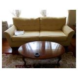 queen anne style coffee table and modern love seat