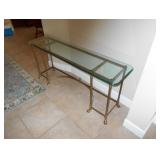 brass and glass sofa table