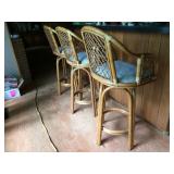 Vintage Tiki Bamboo Swivel Bar Stools
