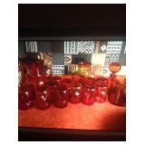 2 sets - Blenko Amberina Crackle Glass Pitcher & Glasses