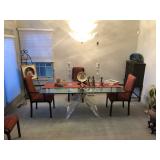 Lucite and glass dining table