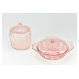 Depression Glass Biscuit Jar and Casserole