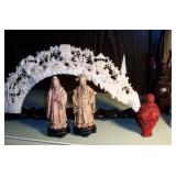 Asian carvings and snuff bottle