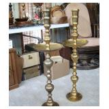 Large solid brass candleholders
