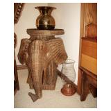 Rattan elephant table pair