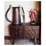 Sewing box and antique oil can